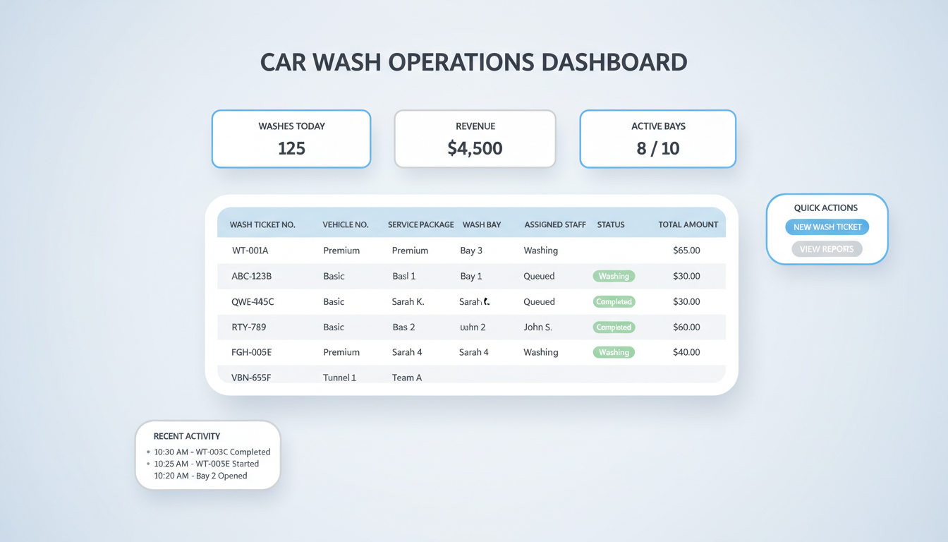 Car Wash Management System dashboard preview