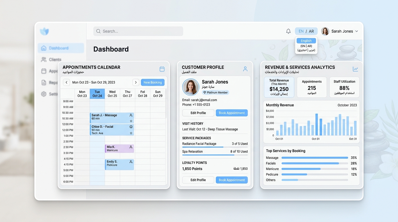 Spa & Beauty Salon Management System dashboard preview